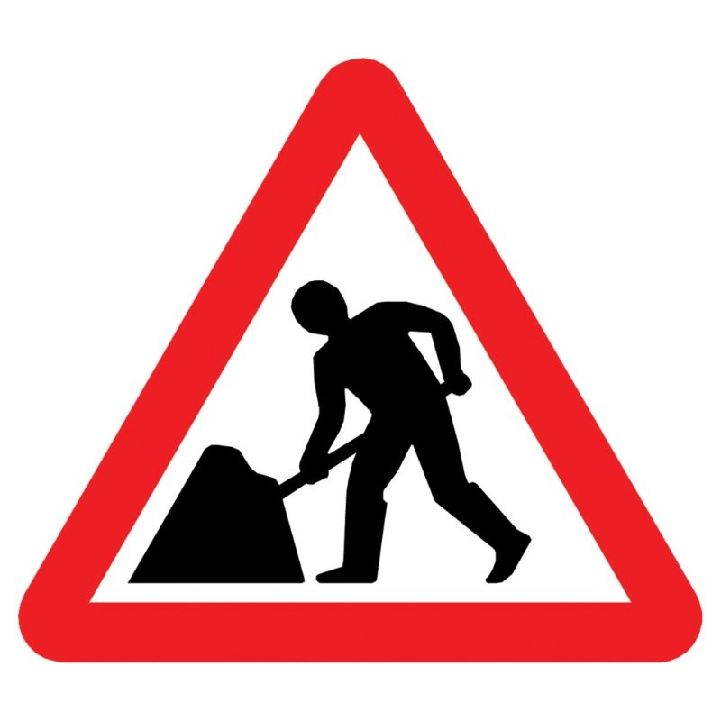 Men at Work Roadworks Triangular Metal Road Sign Plate - 1200mm