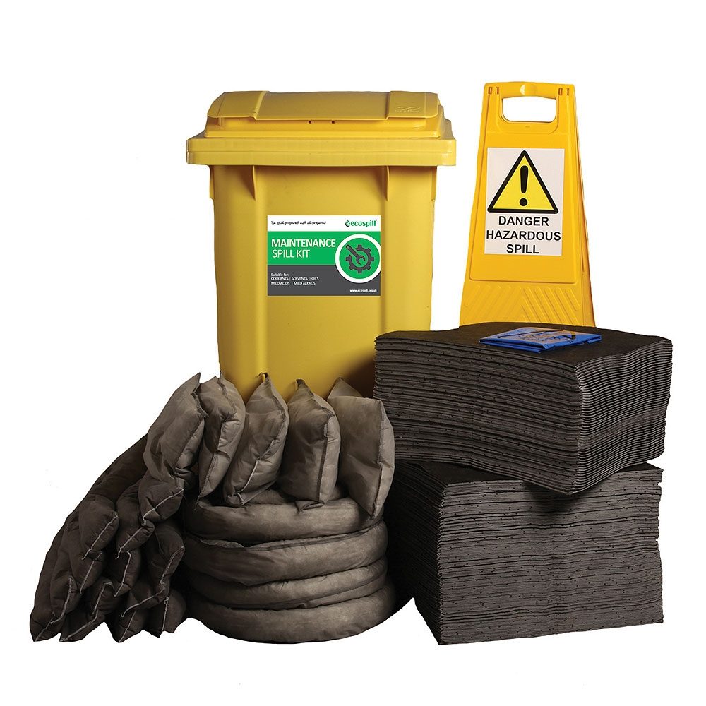 Ecospill Maintenance Spill Response Kit - 2 Wheel PE Bin - 360 Litre