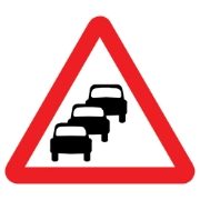 Queues Likely Triangular Metal Road Sign Plate - 750mm