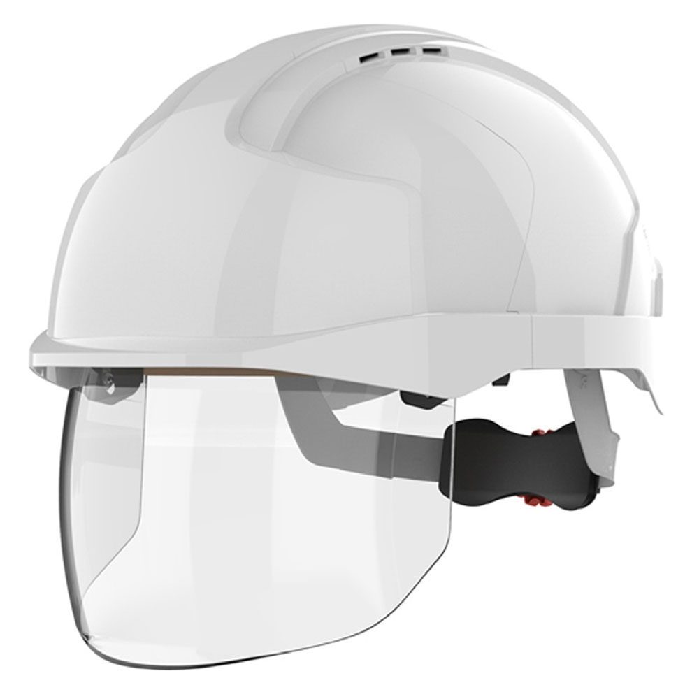 JSP EVO VISTAshield Vented Safety Helmet with Integrated Face Shield - White Helmet / White Shield