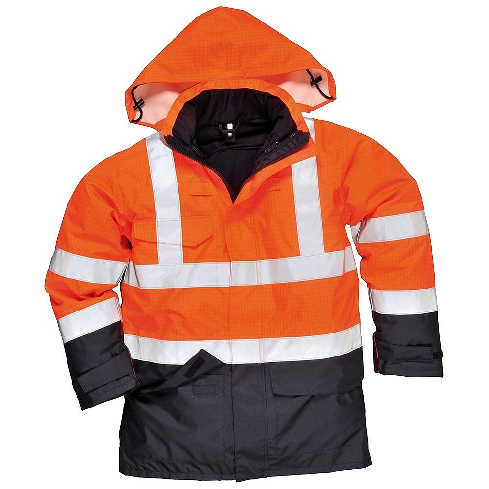 Bizflame Rail Waterproof Breathable Hi Vis Orange Multi Protection Jacket