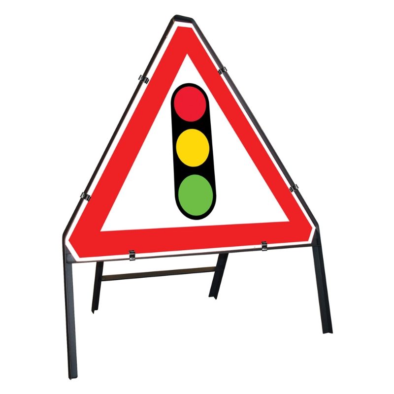 Traffic Signals Clipped Triangular Metal Road Sign - 750mm