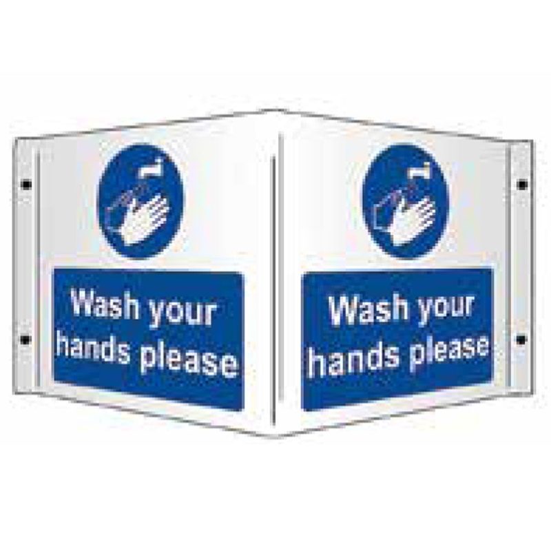 Wash Your Hands Please PVC Projecting Sign - 430mm x 200mm x 1mm