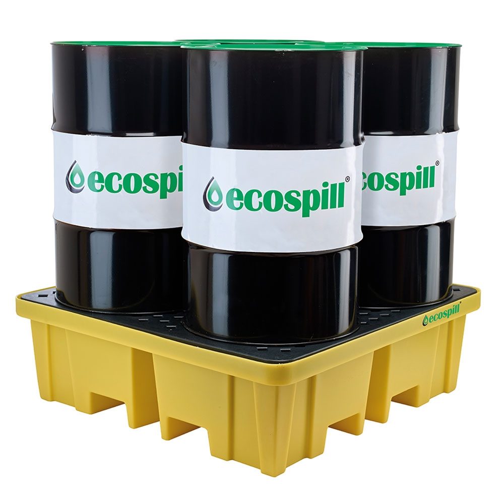 Ecospill PE 4 Drum Spill Pallet - 4 Way Entry - 122 x 122 x 39cm