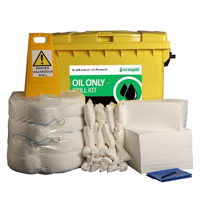 Ecospill Oil Only Spill Response Kit - 4 Wheel PE Bin - 600 Litre