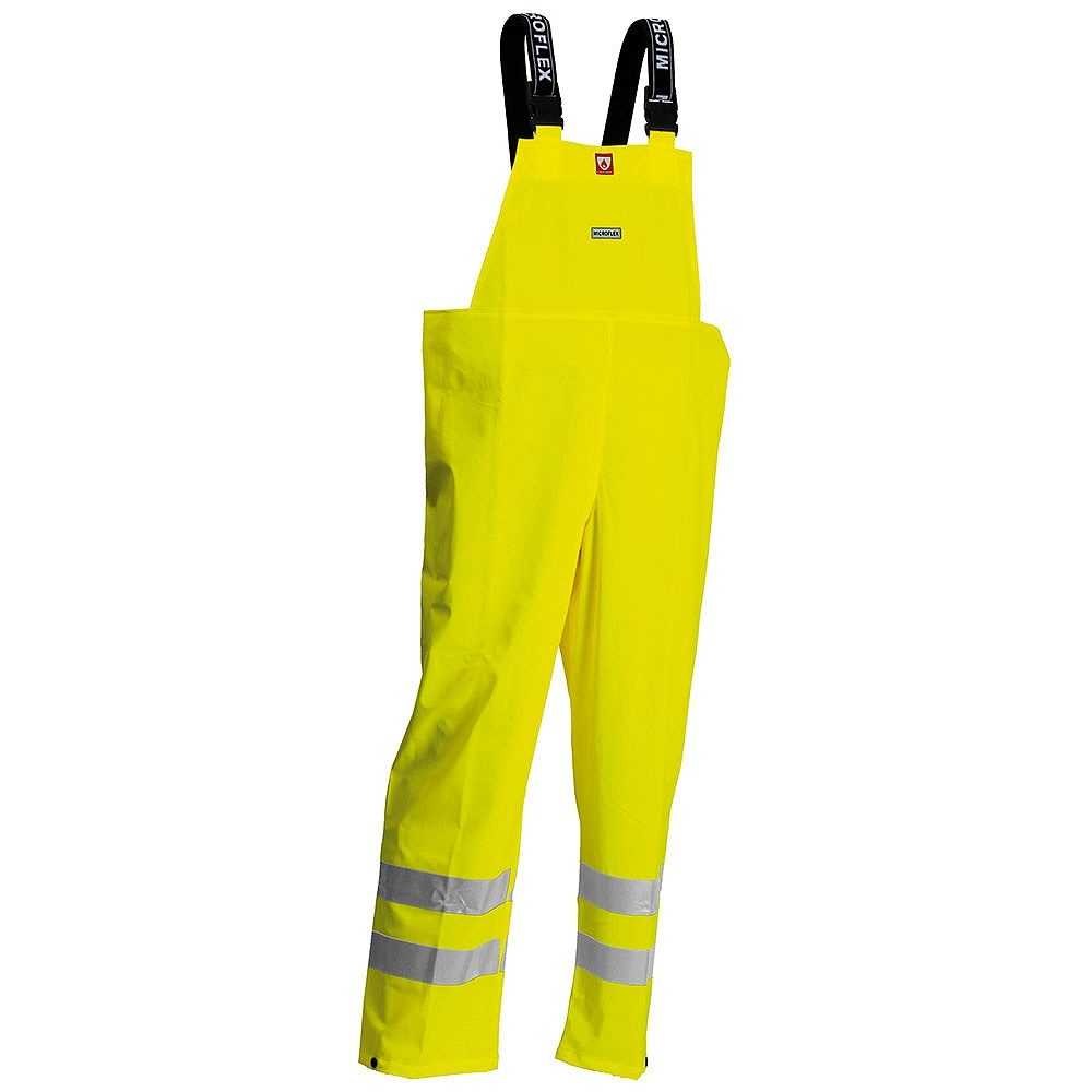 Lyngsoe Rainwear Flame Retardant Anti Static Waterproof Hi Vis Bib Trousers - Saturn Yellow