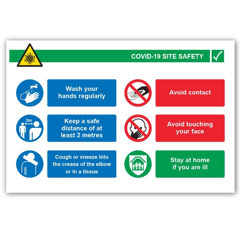 COVID-19 Site Safety Correx Sign - 900mm x 600mm