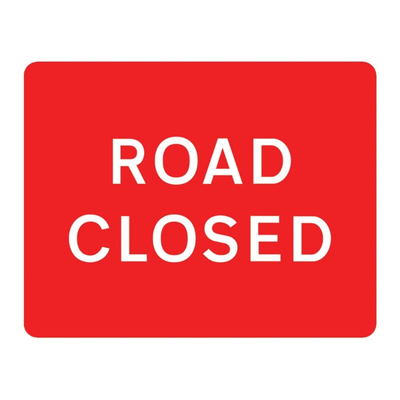 Road Closed Metal Road Sign Plate - 1050 x 750mm