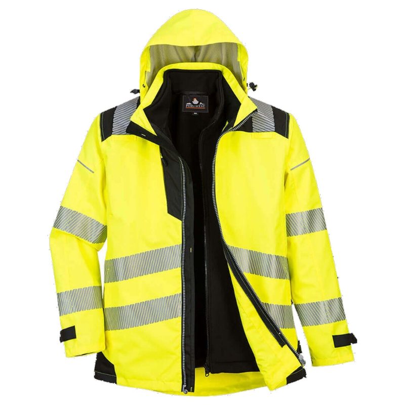 Portwest PW365 Waterproof Breathable Hi-Vis 3-in-1 Yellow Jacket
