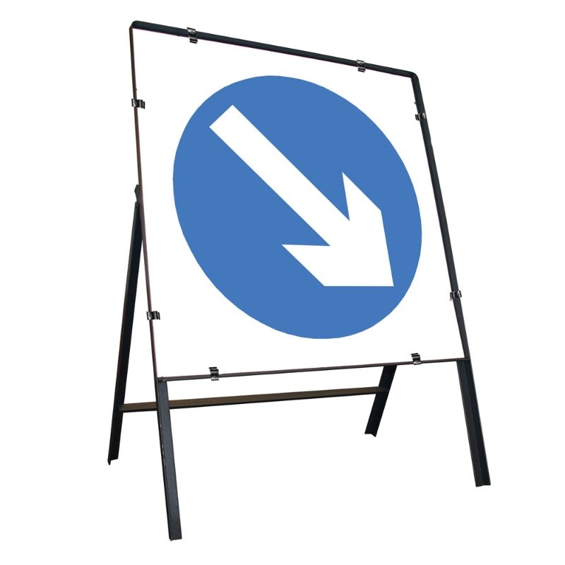 Keep Right Clipped Square Metal Road Sign - 900mm