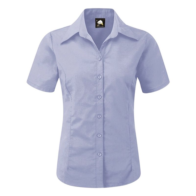 Orn Oxford Women's Short Sleeve Blouse - Sky Blue