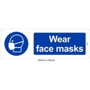 Wear Face Masks Plastic Sign - 600 x 200mm