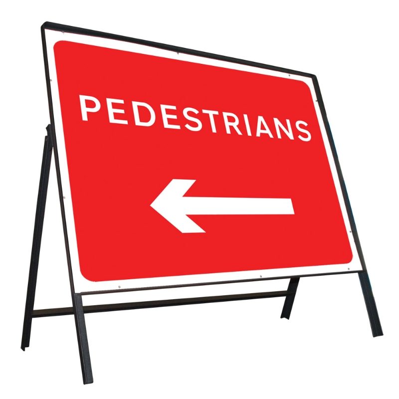 Pedestrians Left Riveted Metal Road Sign - 600 x 450mm