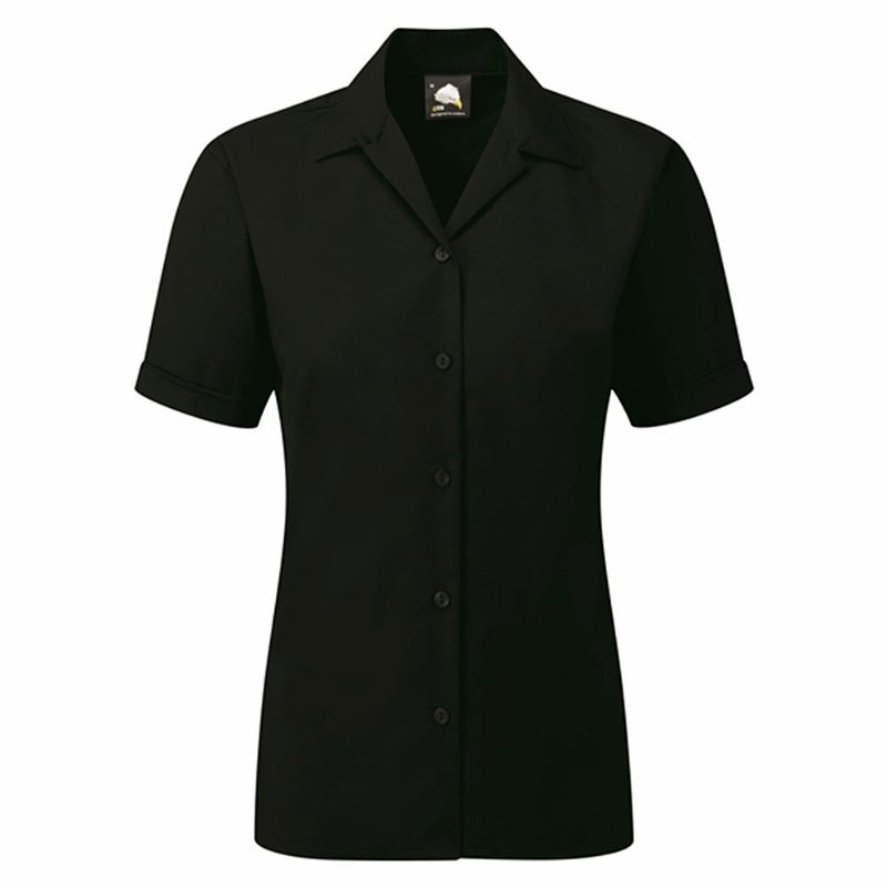 Orn Oxford Premium Ladies' Short Sleeve Blouse - 145gsm - Black