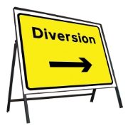 Diversion Right Riveted Metal Road Sign - 1050 x 750mm