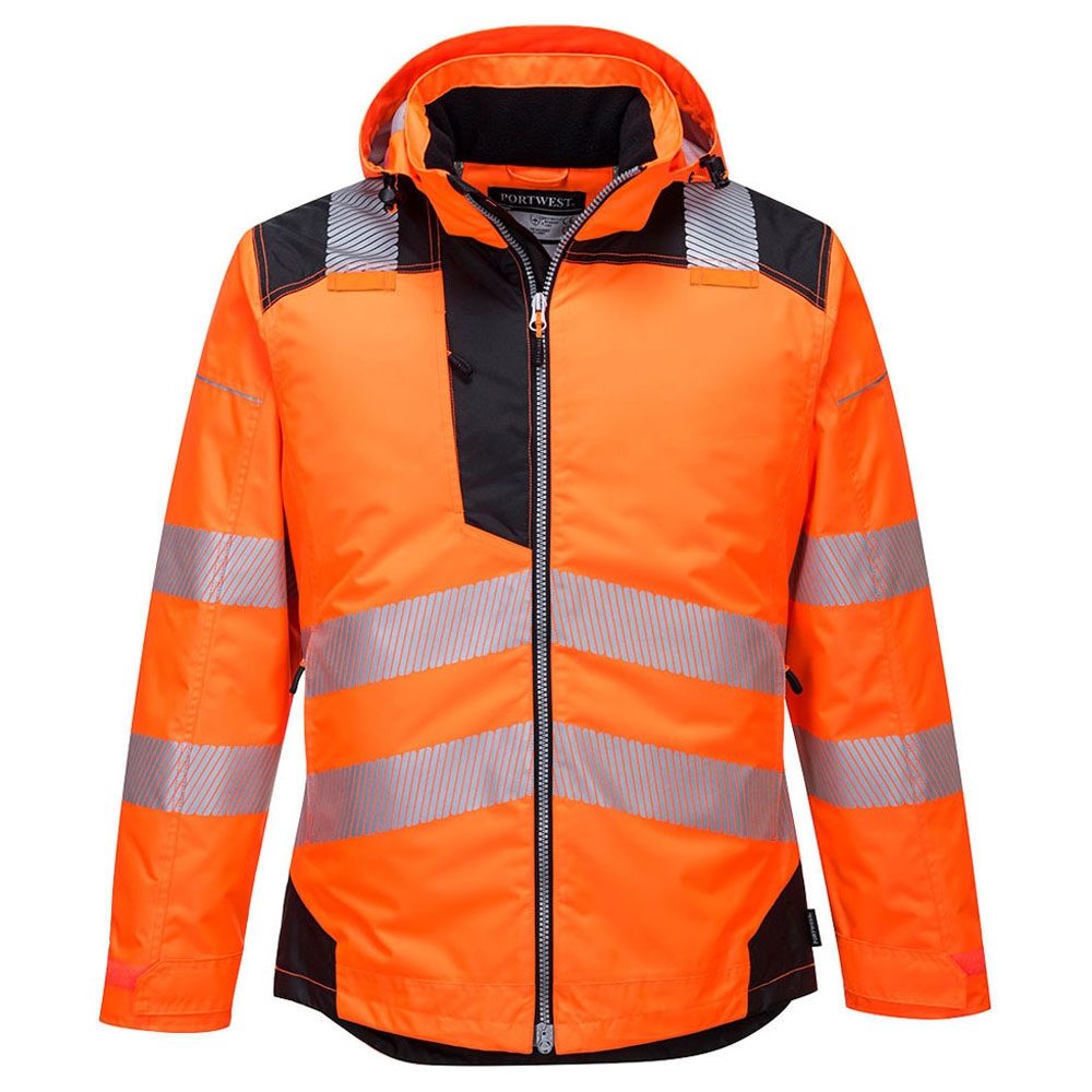 Portwest T400 PW3 Rail Waterproof Hi-Vis Orange Jacket