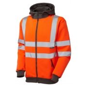Leo Saunton Rail Hi-Vis Zipped Hooded Orange Sweatshirt