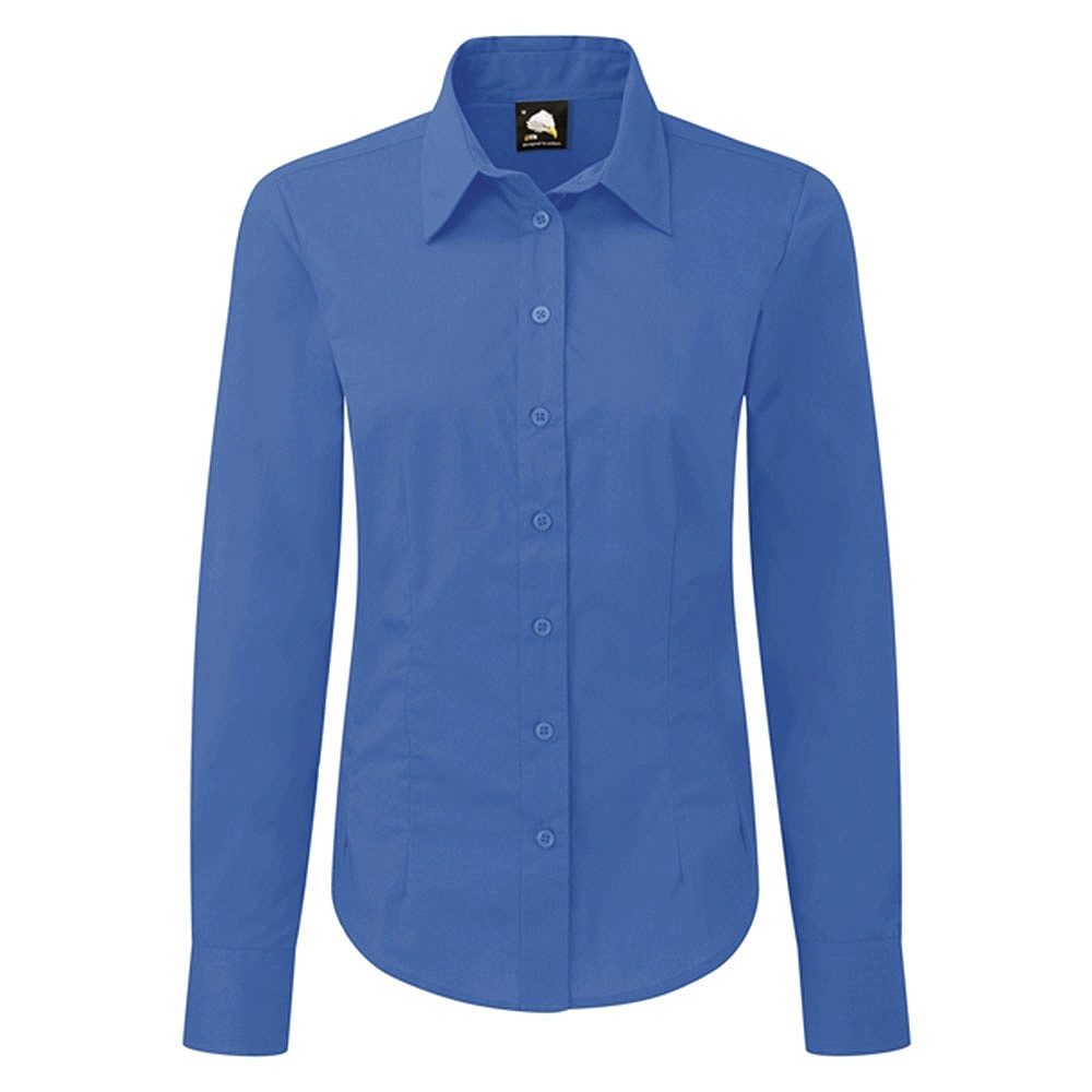 Orn Essential Ladies' Long Sleeve Blouse - 105gsm - Mid Blue