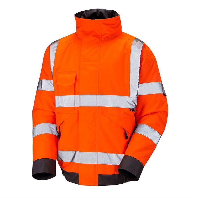 Leo Chivenor Rail Waterproof Hi-Vis Orange Bomber Jacket
