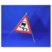 Classic Slippery Road Triangular Roll Up Road Sign - 750mm