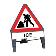 CuStack Men at Work Roadworks Triangular Sign with Ice Supplement Plate - 750mm
