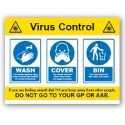 Virus Control PVC Sign - 400mm x 300mm x 1mm