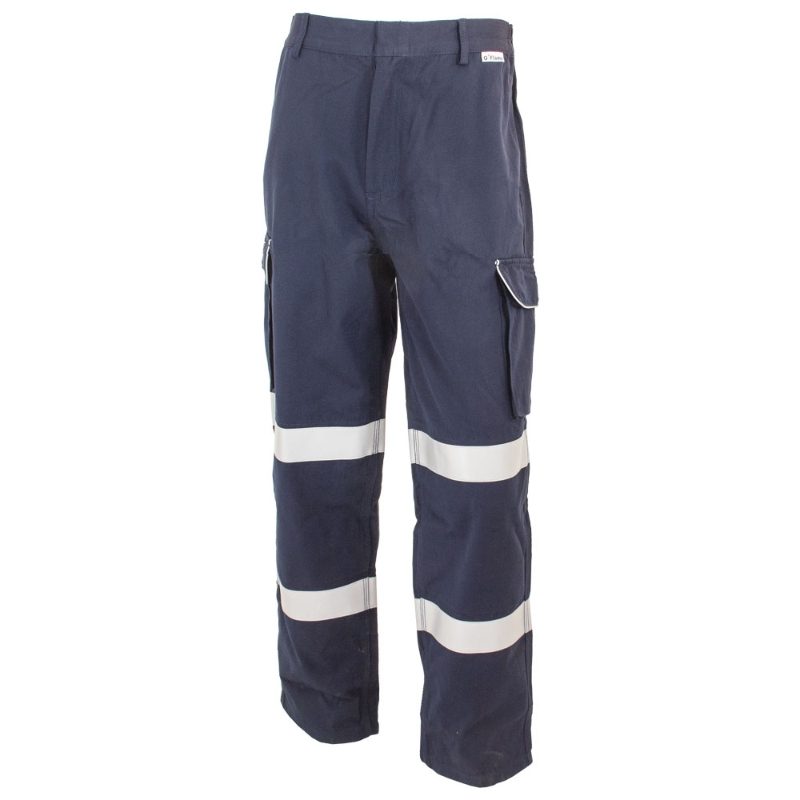 Q-Flame FR AS Arc Reflective Navy Cargo Trousers - Regular Leg