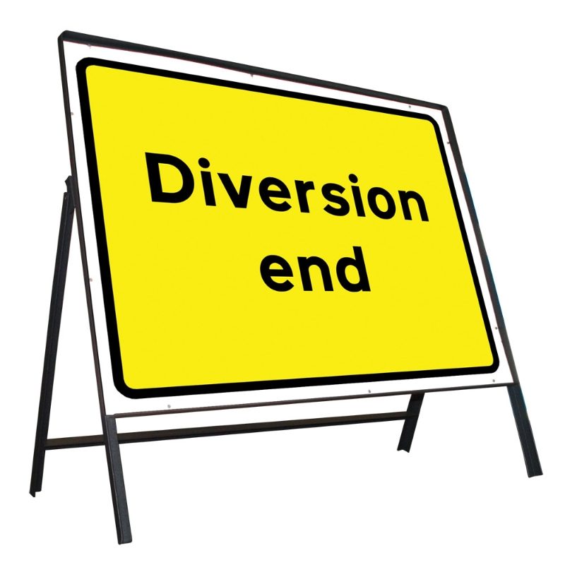 Diversion End Riveted Metal Road Sign - 1050 x 750mm