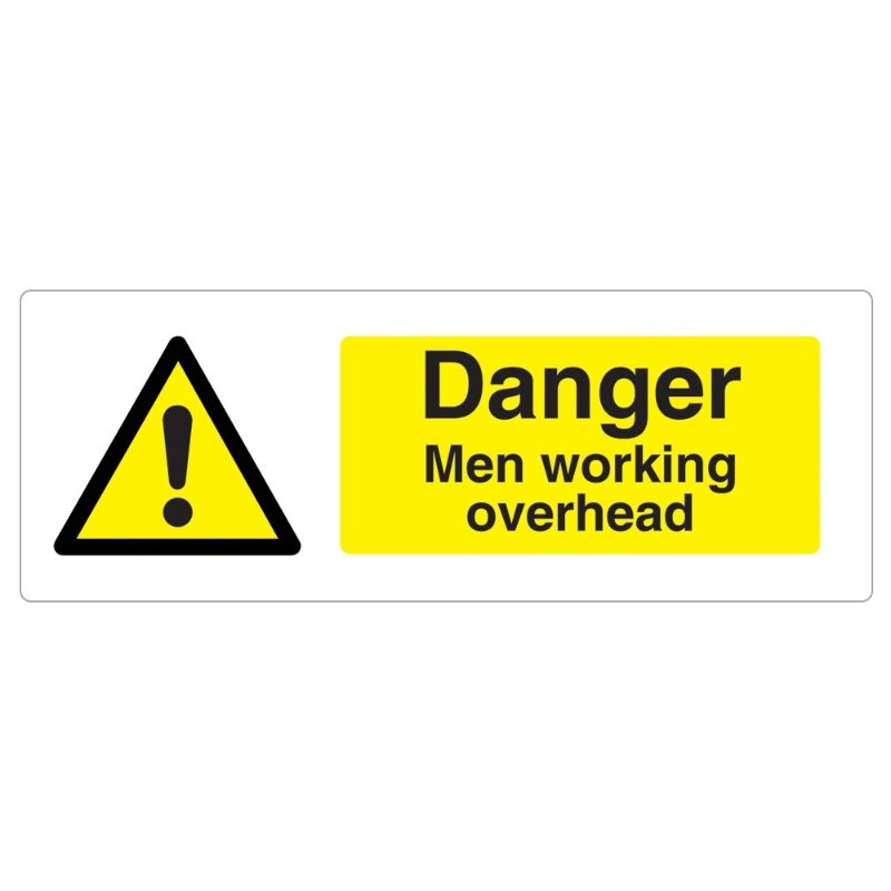 Danger Men Working Overhead Sign - 600 x 200 x 1mm