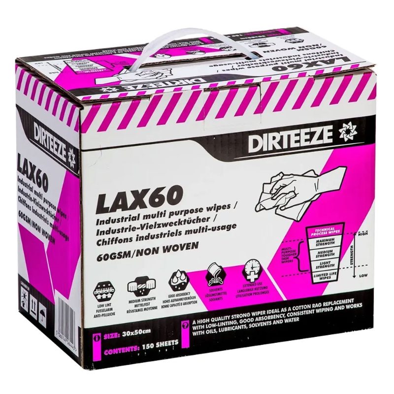 Dirteeze LAX60 Industrial Multi-Purpose Wipes - Box of 150